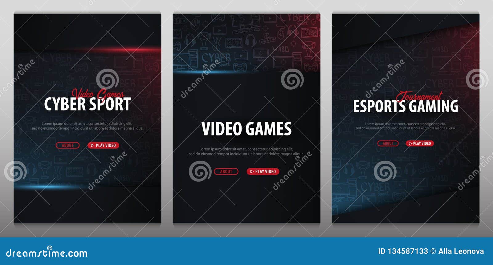 Set of Cyber Sport Banners. Esports Gaming. Video Games. Live Streaming Game Match