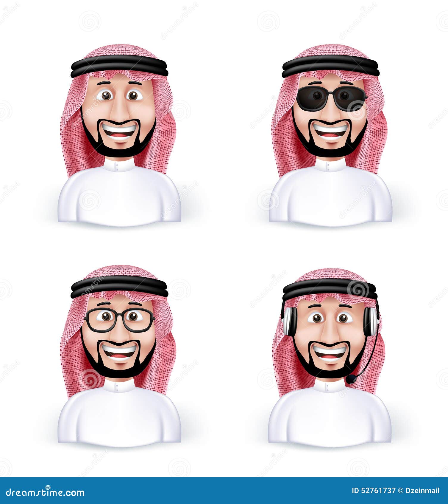 set of 3d dimension saudi arab man