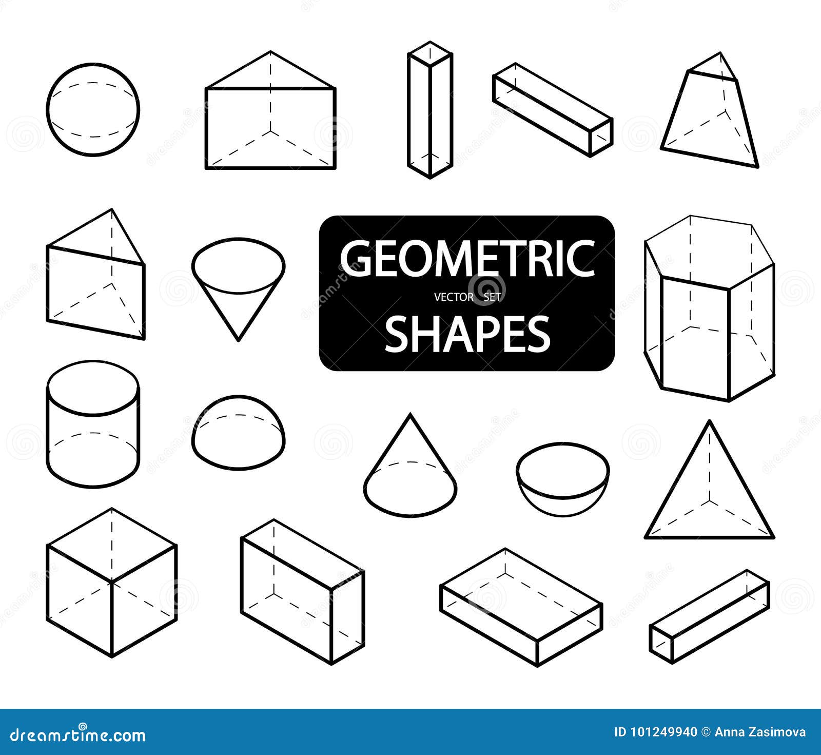 Set Of 3d Geometric Shapes Isometric Views The Science Of Geometry