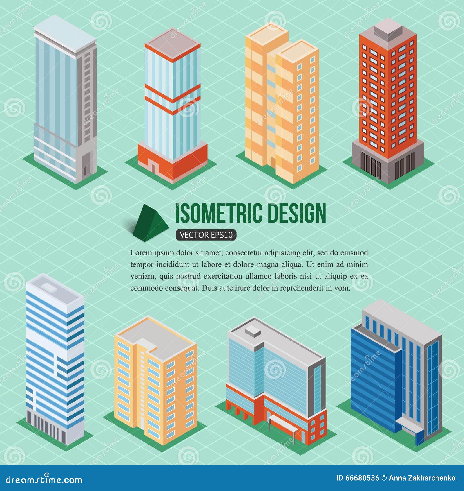 Set Of i3di Isometric Tall iBuildingsi Icons For Map iBuildingi 