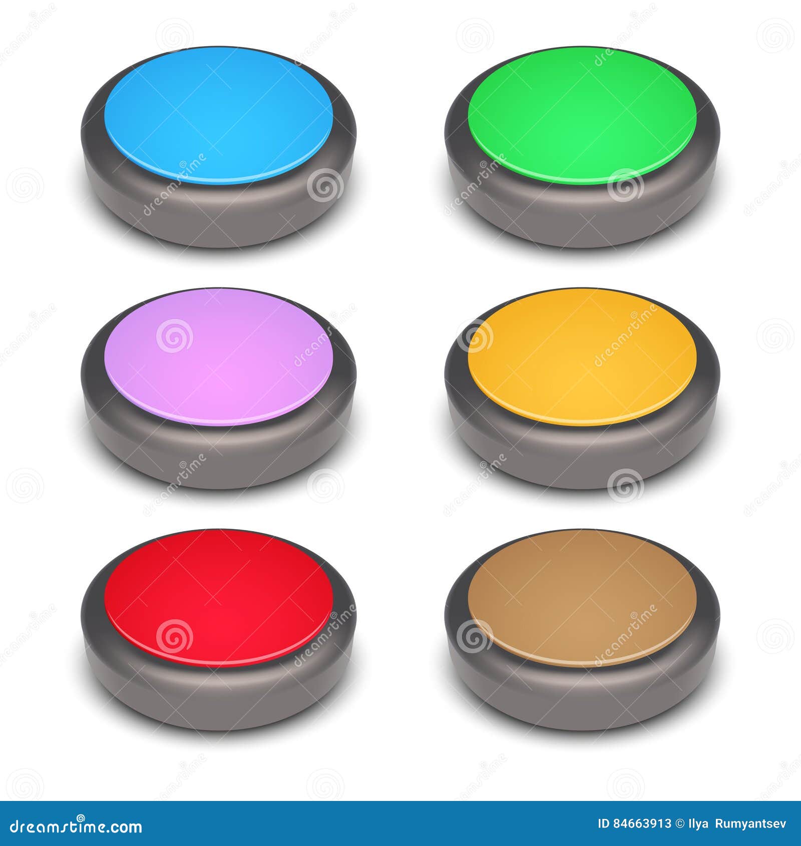 Download Set Of 3d Vector Round Web Buttons With Shadow Stock ...
