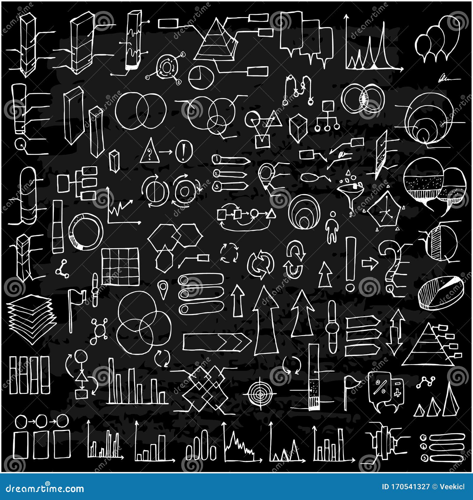 Set of Data Drawing Illustration Hand Drawn Doodle Sketch Line Vector