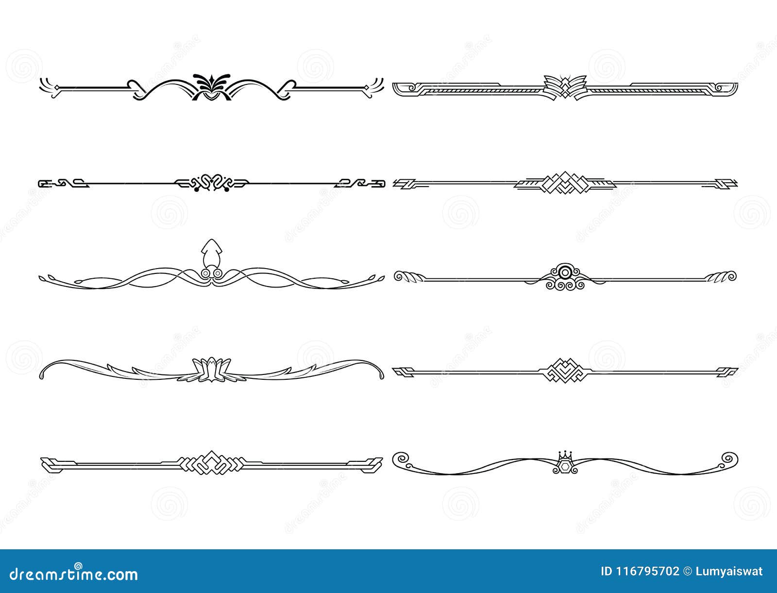 Download Set Of Decorative Border Element. Stock Vector ...
