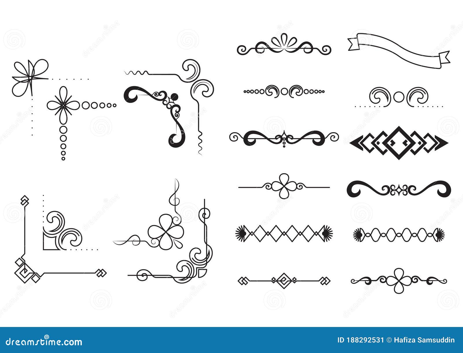 Set of Decorative Borders. Vector Illustration Decorative Design Stock