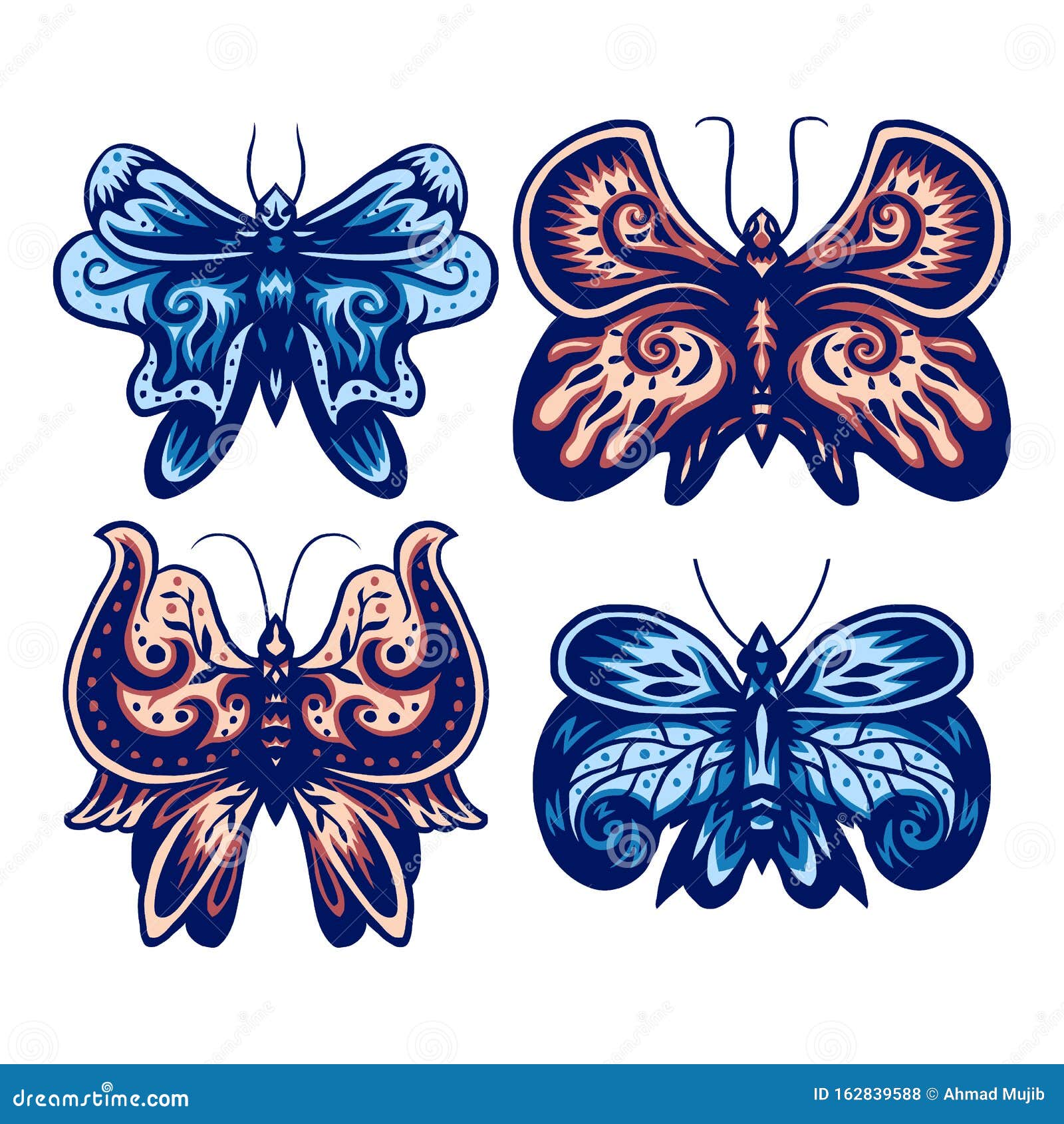 set of decorative butterfly, color version