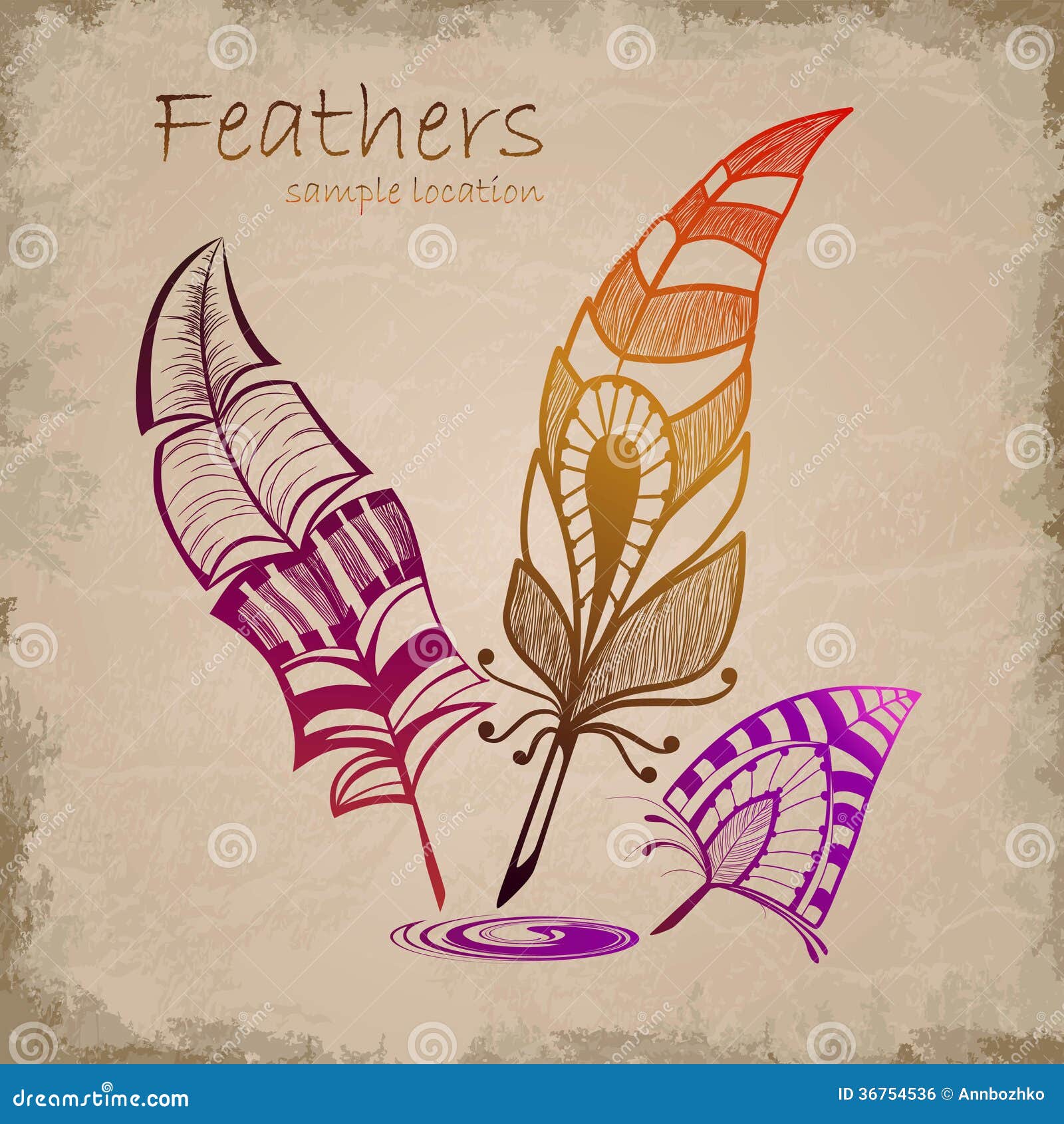 Set of decorative feathers stock vector. Illustration of eagle 36754536