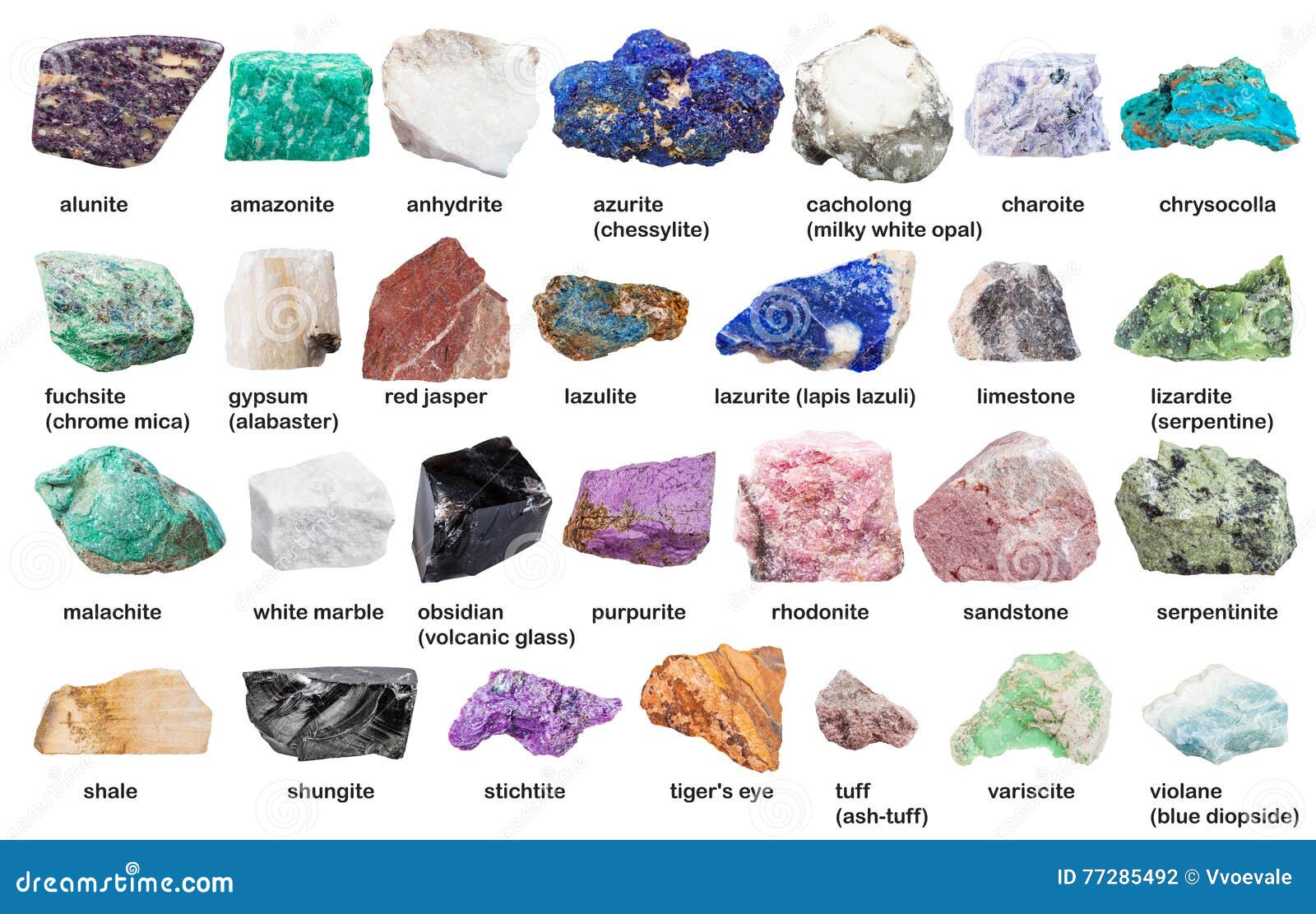 Set from Decorative Gems and Minerals with Names Stock Photo - Image of ...