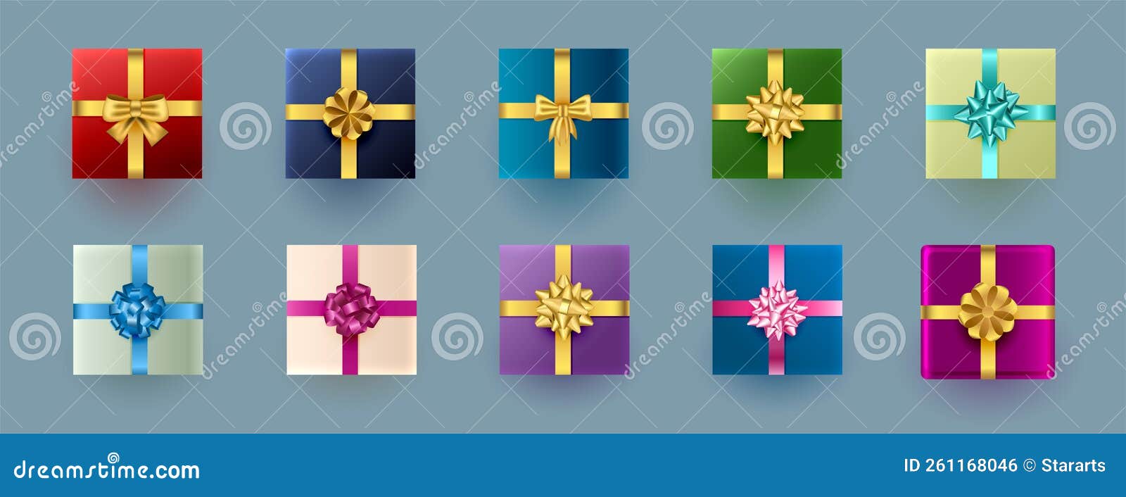 Set of Decorative Gift Box with Ribbon Design for Christmas Celebration