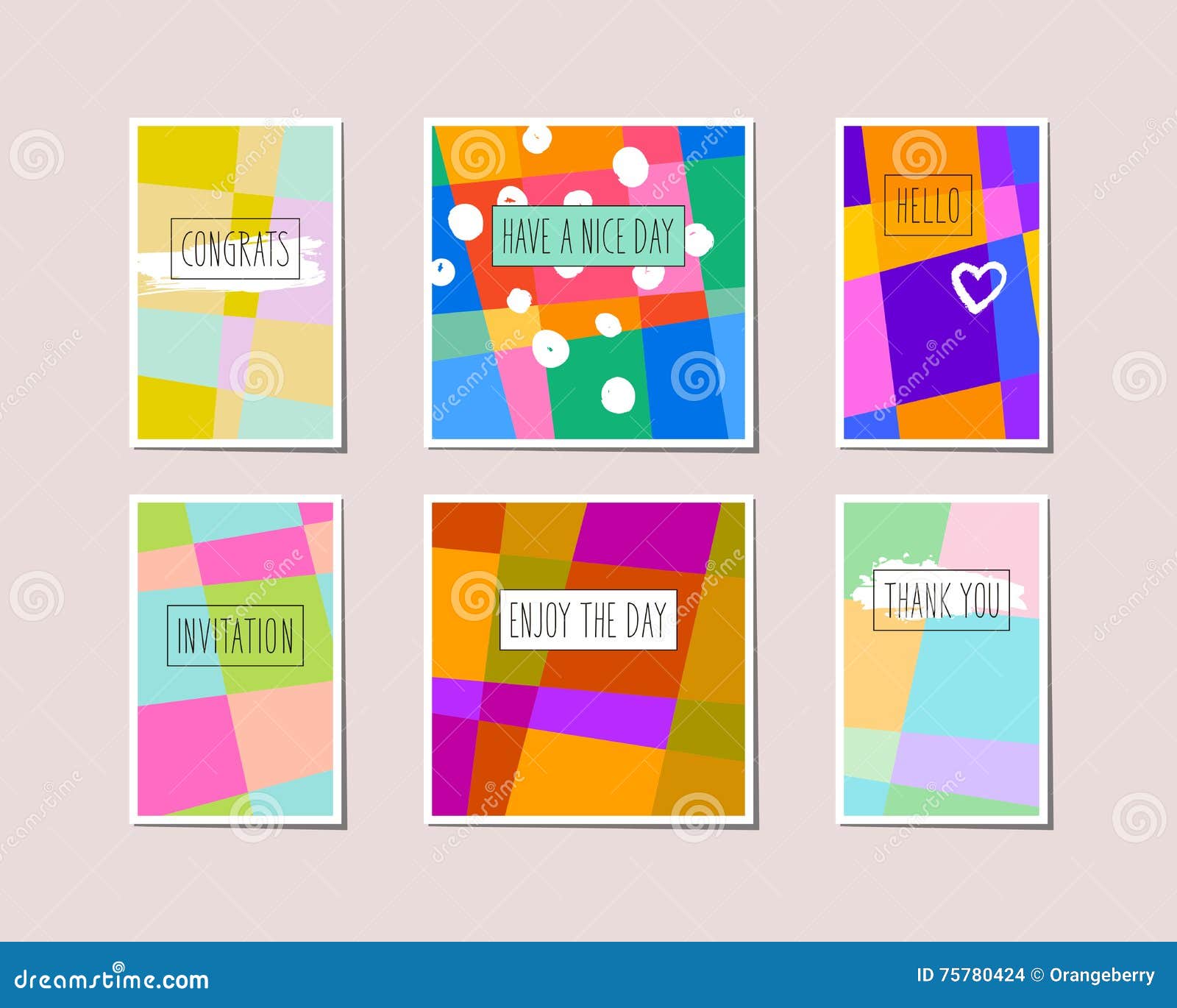 Set of Decorative Greeting Cards Stock Vector Illustration of hipster