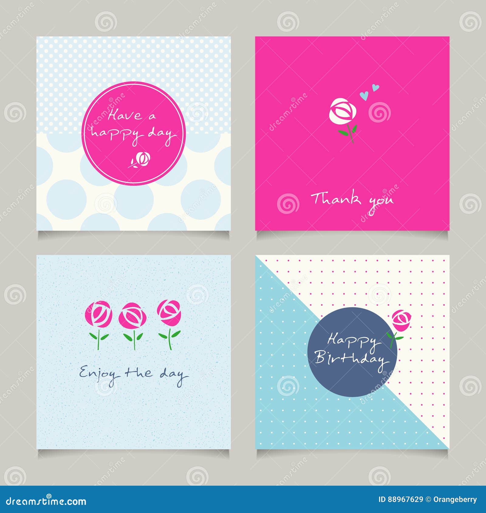 Set of Decorative Greeting Cards Stock Vector Illustration of