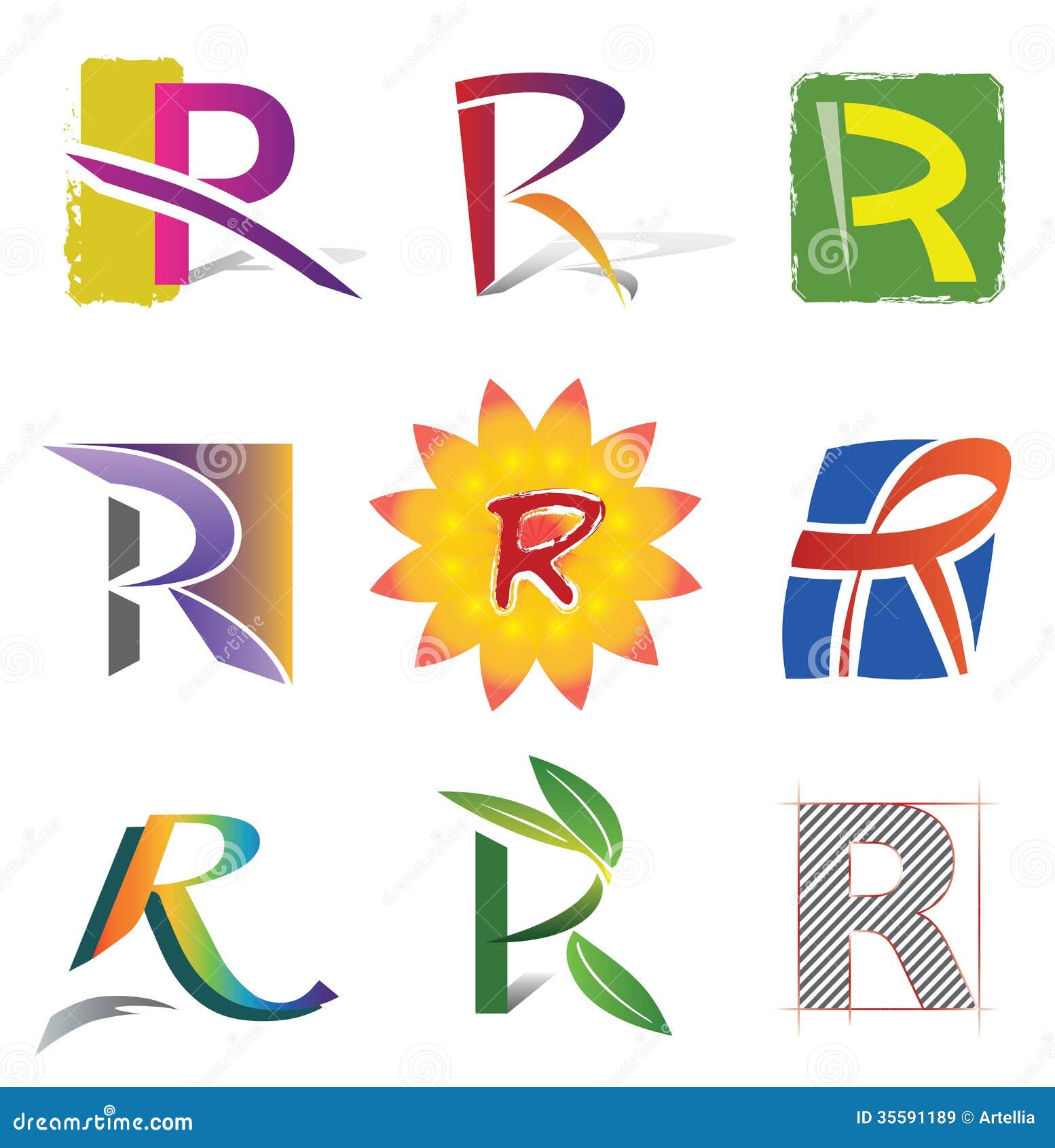 Set Of Decorative Letters R Icons And Elements Stock Vector