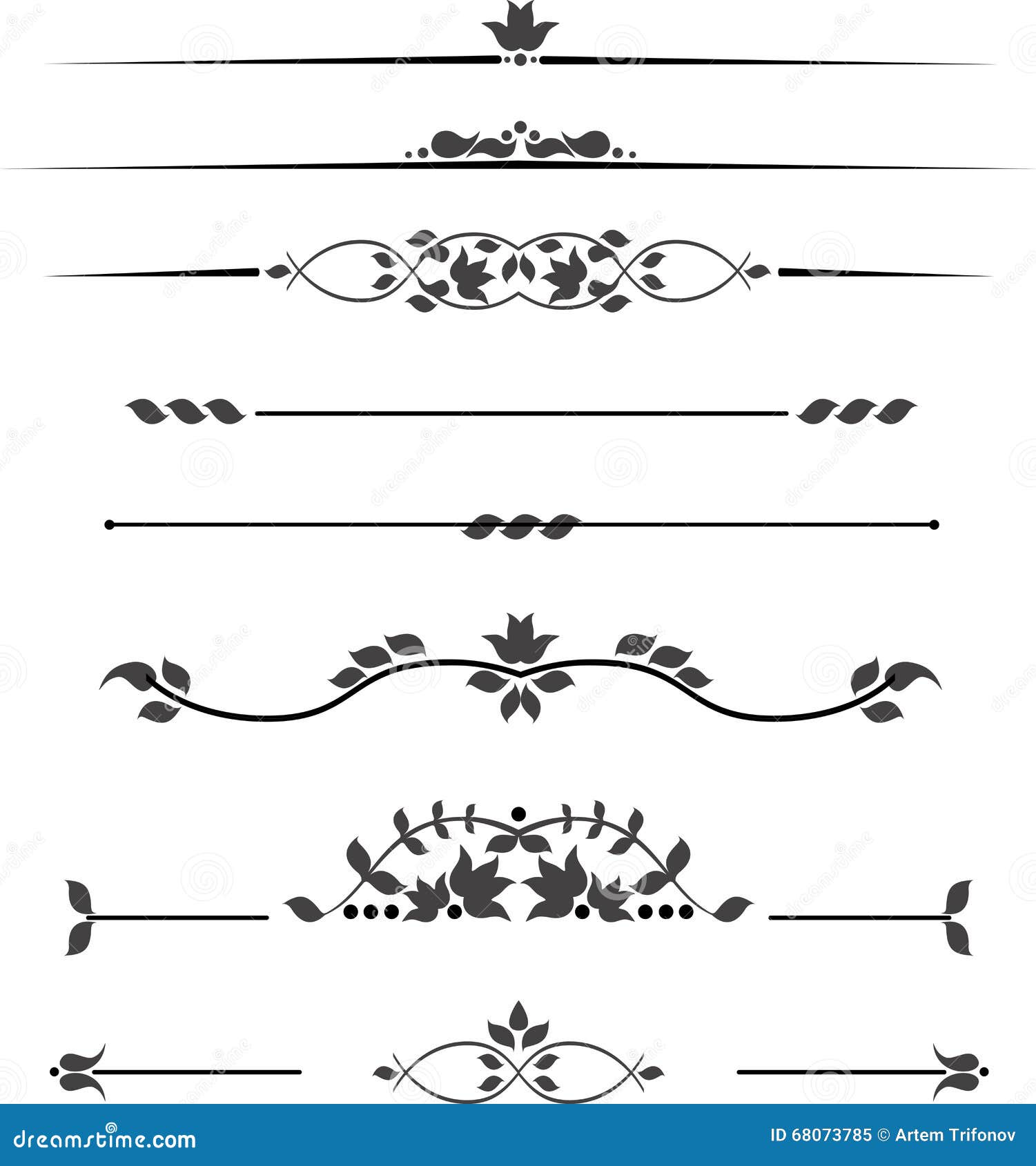 set of decorative monograms for text, patterned stripes