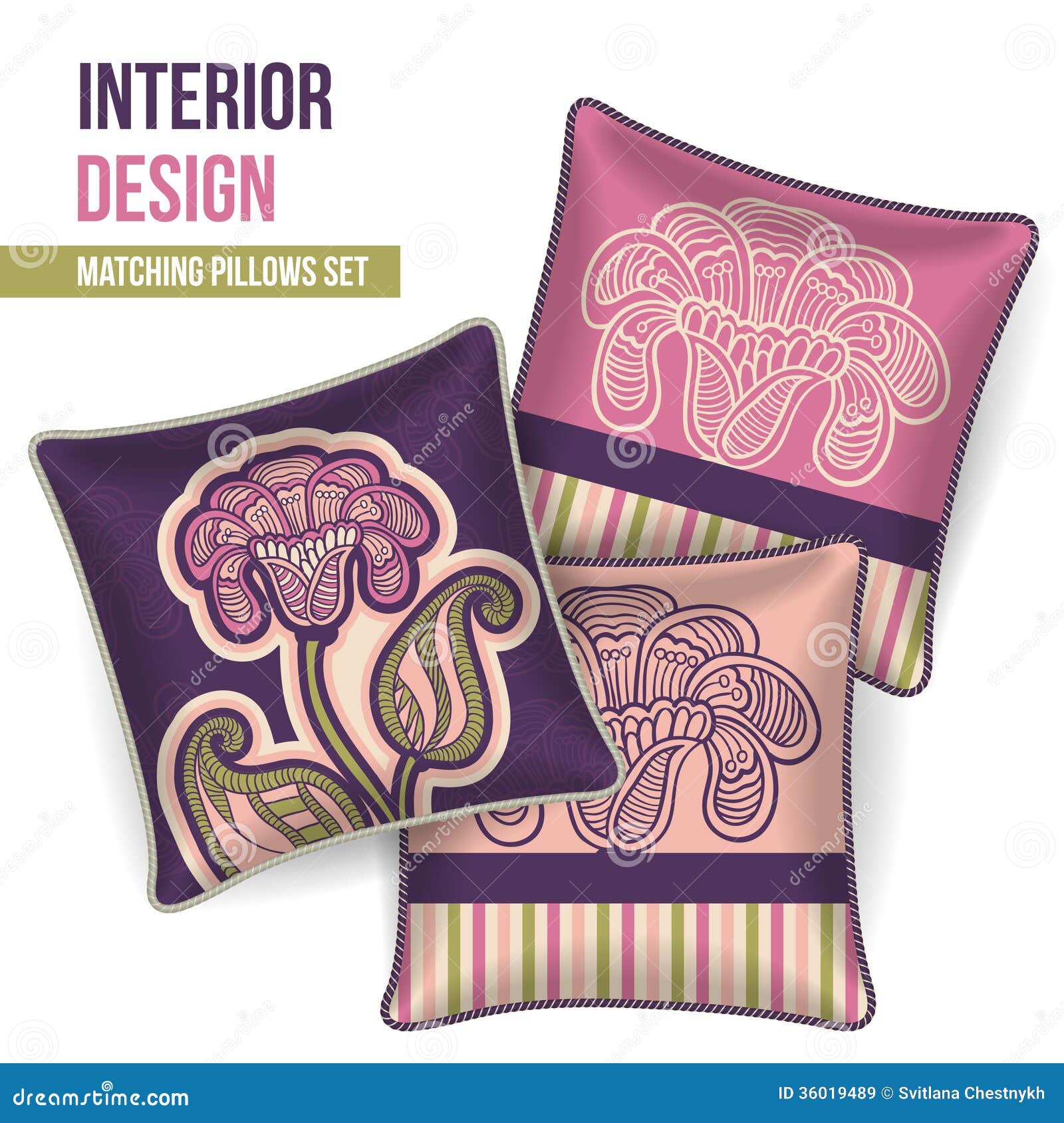 Download Set of decorative pillow stock vector. Illustration of fabric - 36019489