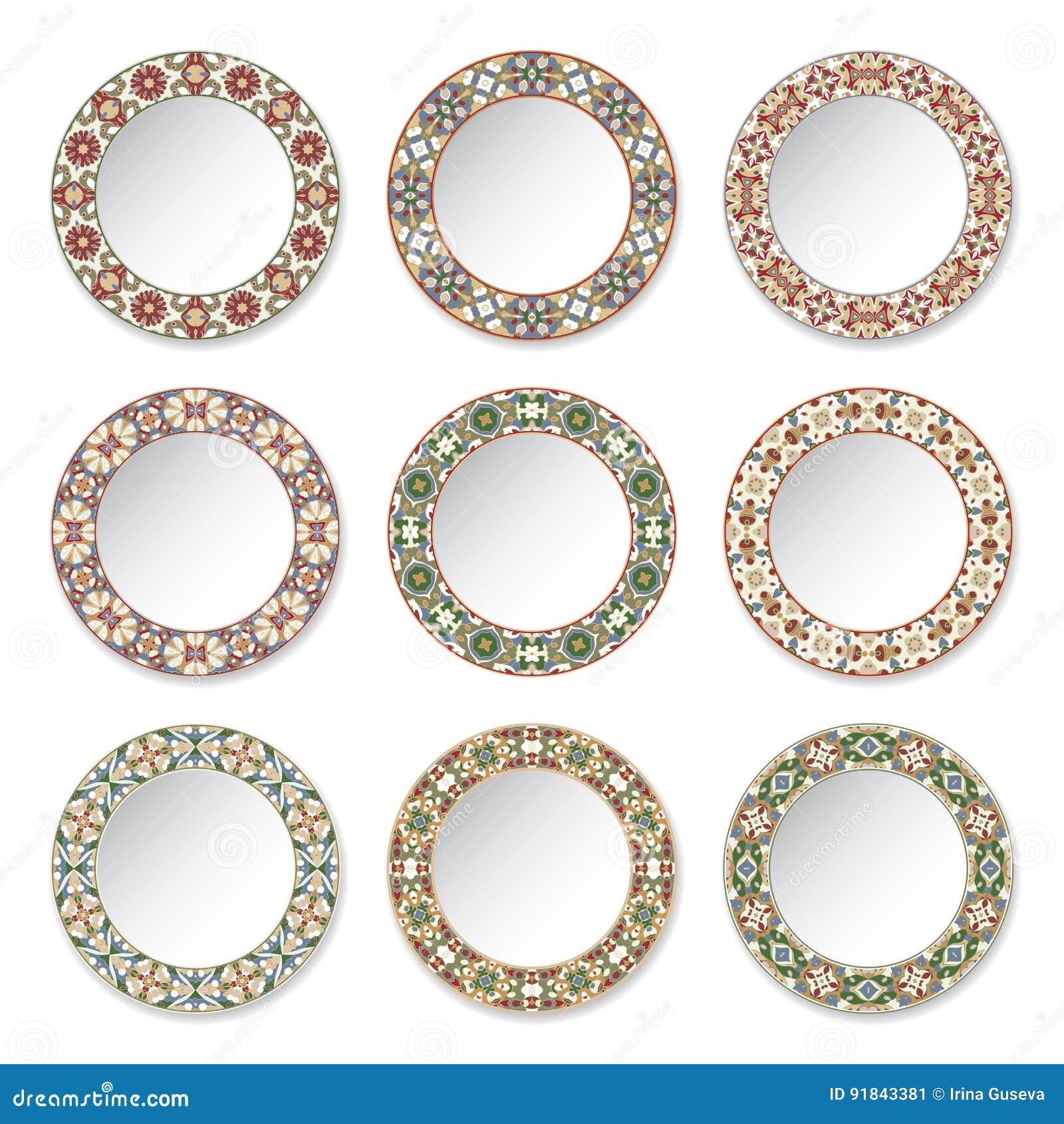 Set Of Decorative Plates Stock Vector Illustration Of Motif