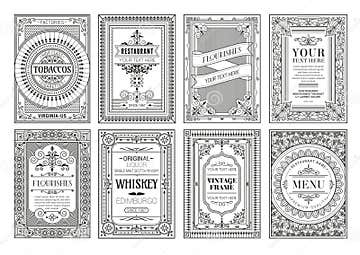 Set of Decorative Vintage Frames and Borders Set Stock Vector ...
