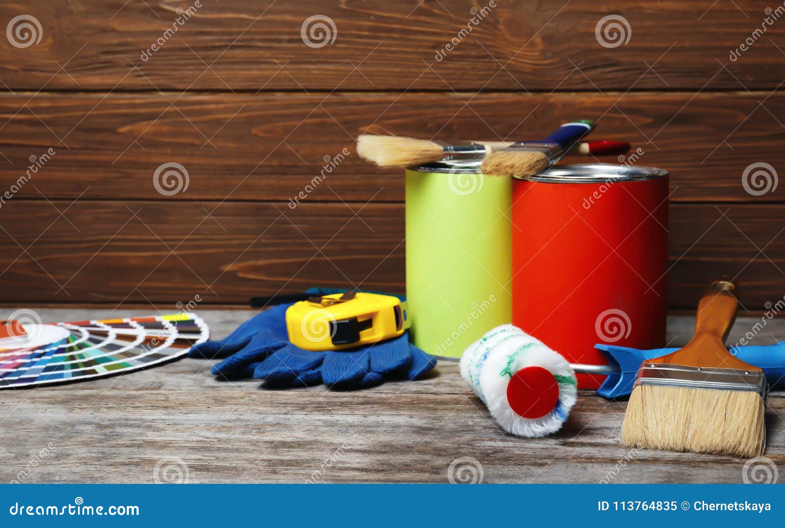 Set of decorator`s tools stock image. Image of painter 113764835