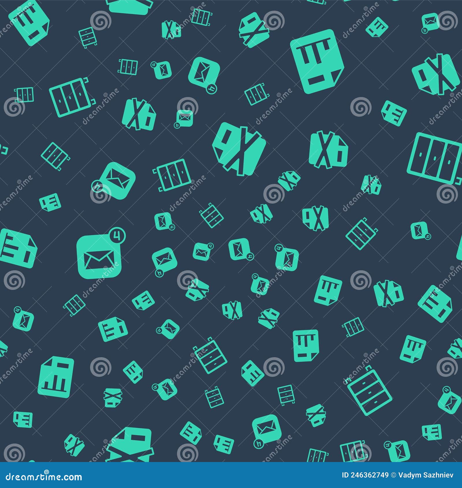 Set Delete File Document, Document with Graph Chart, Envelope and
