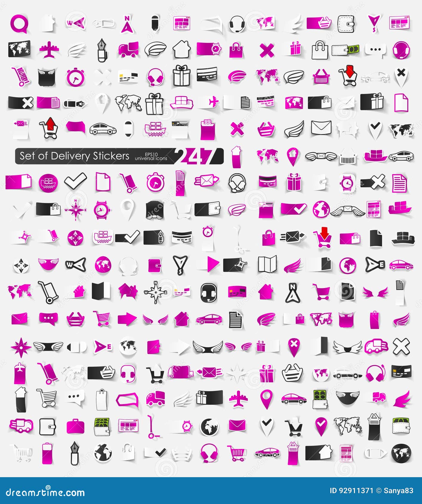 Set of delivery stickers stock vector. Illustration of graphic 92911371