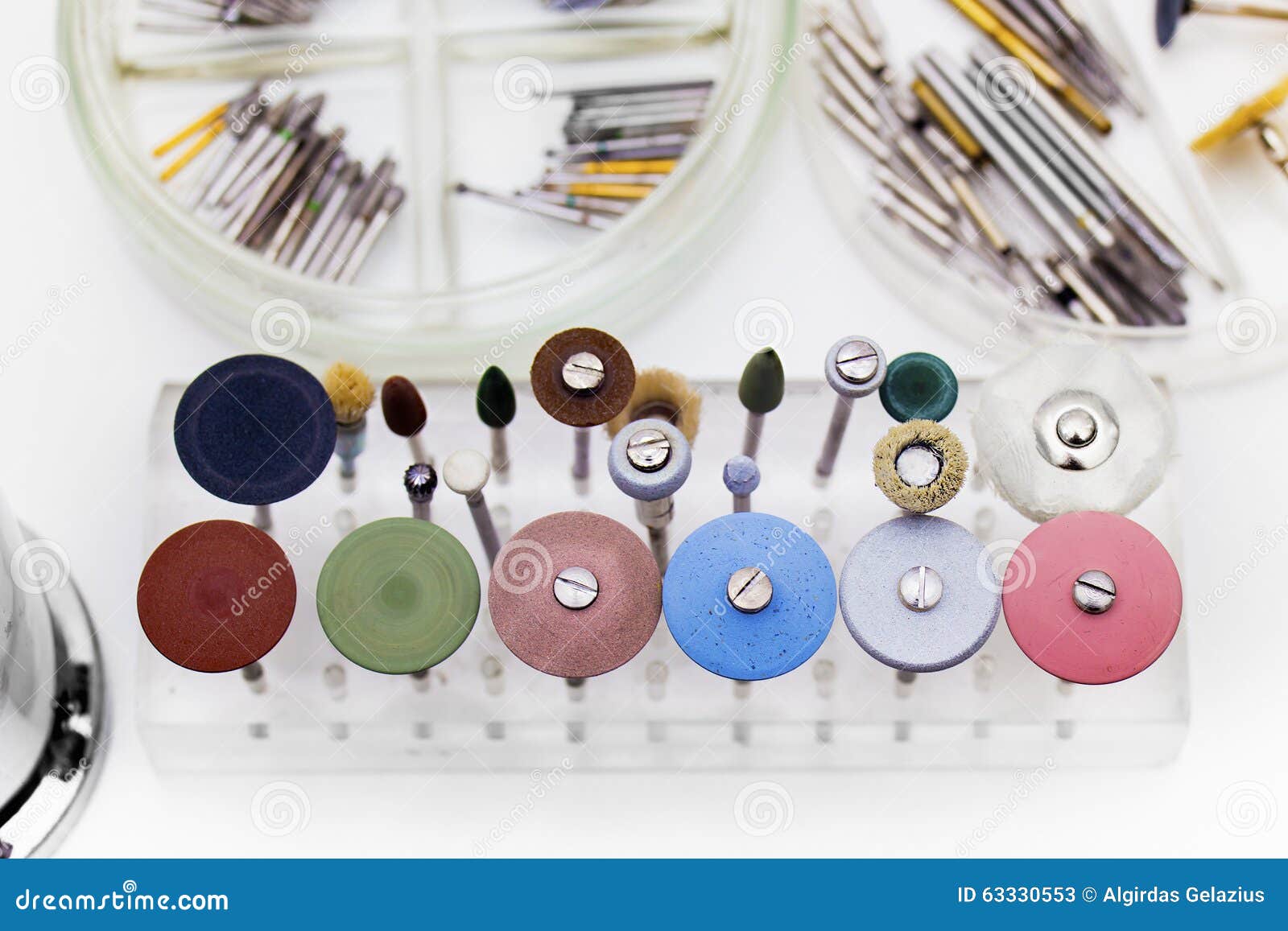 Set of Dental Burs and Grinding Wheels Stock Image Image of