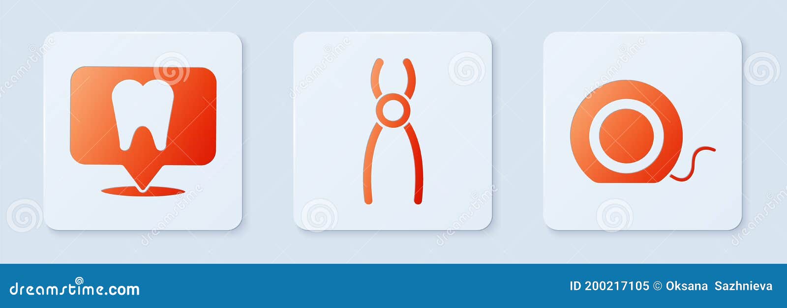 Set Dental Pliers, Dental Clinic Location and Dental Floss. White