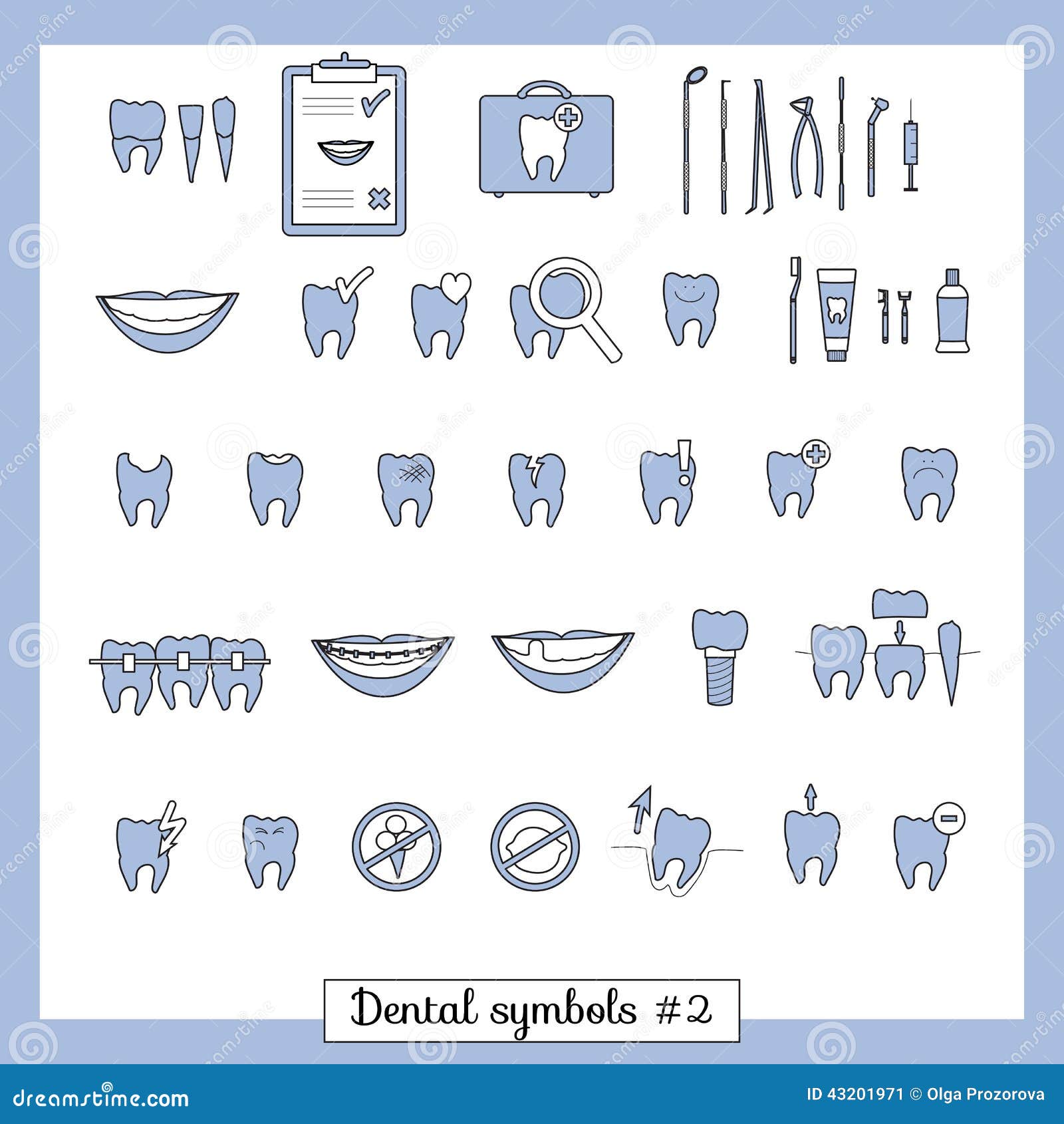 Set of Dentistry Symbols, Part 2 Stock Vector Illustration of smile