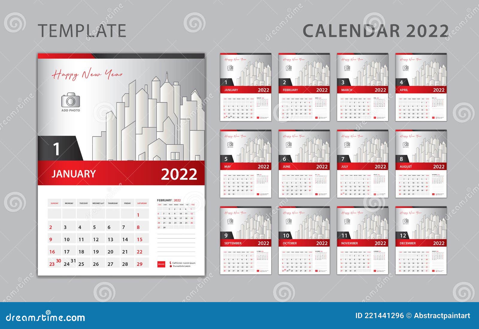 Calendar 2022 Template Set Desk Calendar Design With Place For Photo And Company Logo Wall Calendar 2022 Year Stock Vector Illustration Of Date Banner 221441296