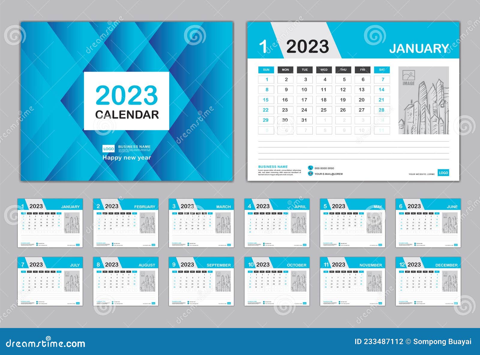 Calendar 2023 Template Set Desk Calendar 2023 Design Set Of 12 Months