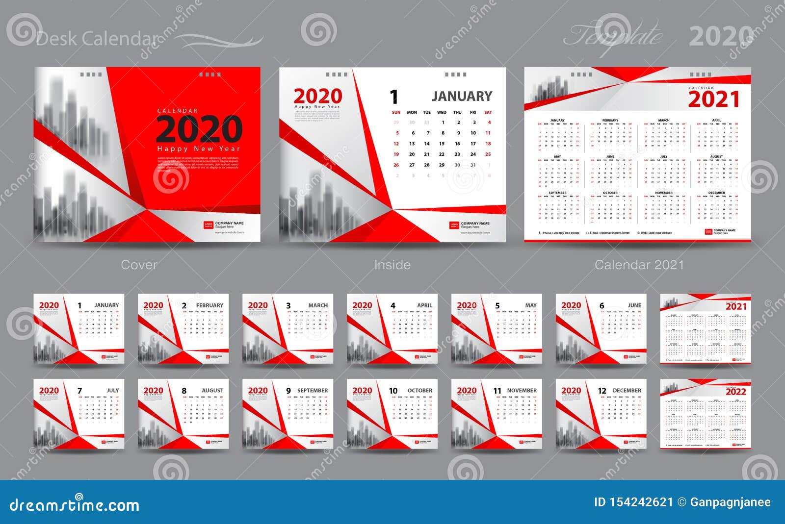Set Desk Calendar 2020 Template Vector Calendar 2021 2022 Cover Design Set Of 12 Months Week Starts Sunday Stationery Design Stock Vector Illustration Of Background Sunday 154242621 2021 2022 calendar cover