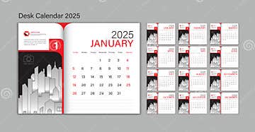 Set Desk Calendar 2025 Template Vector Planner Design Wall Calendar 2025 Year Poster Week