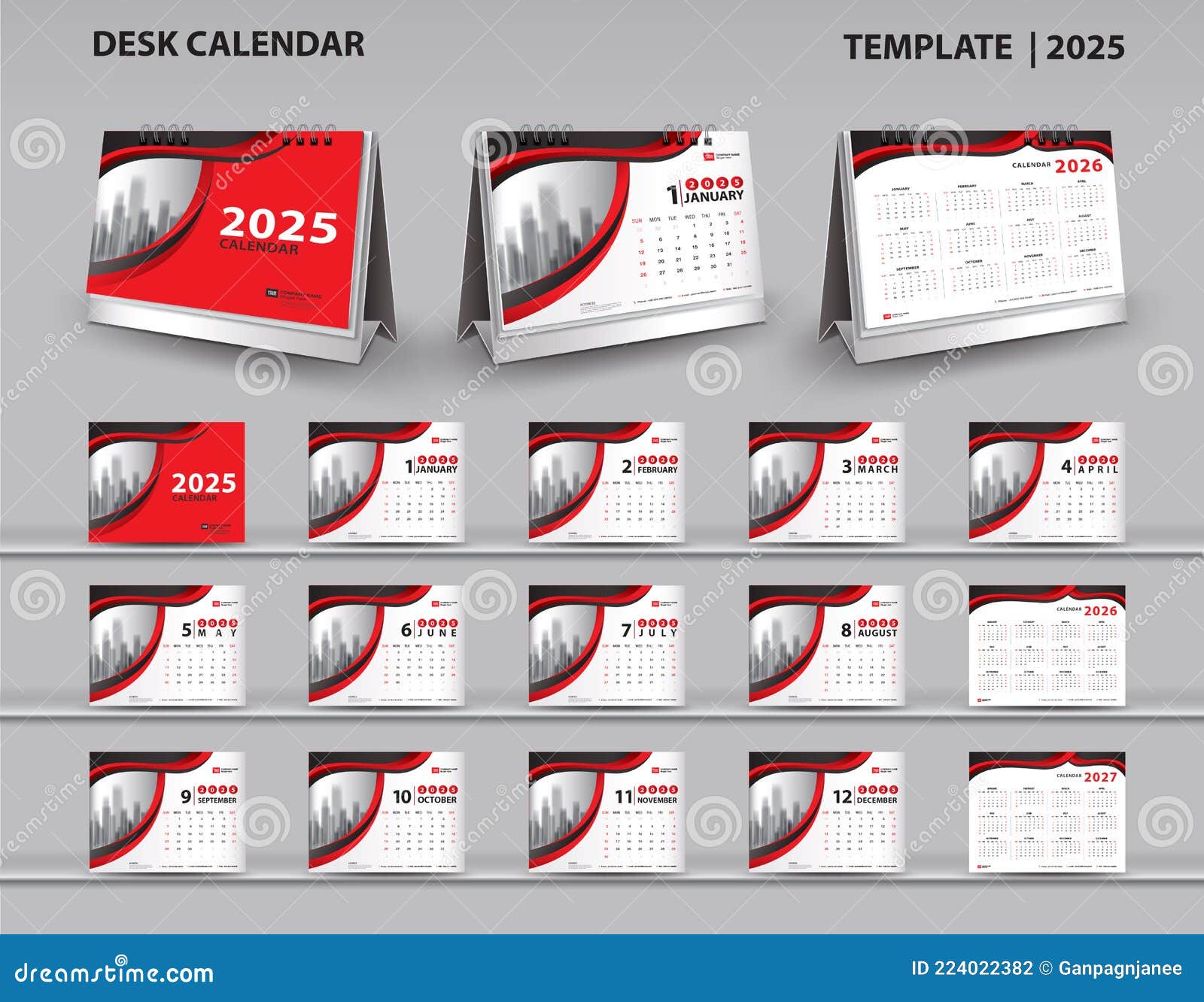 Set Desk Kalender 2025 Sjabloonvector En Bureau Kalender 3d Modelkalender 20262027 