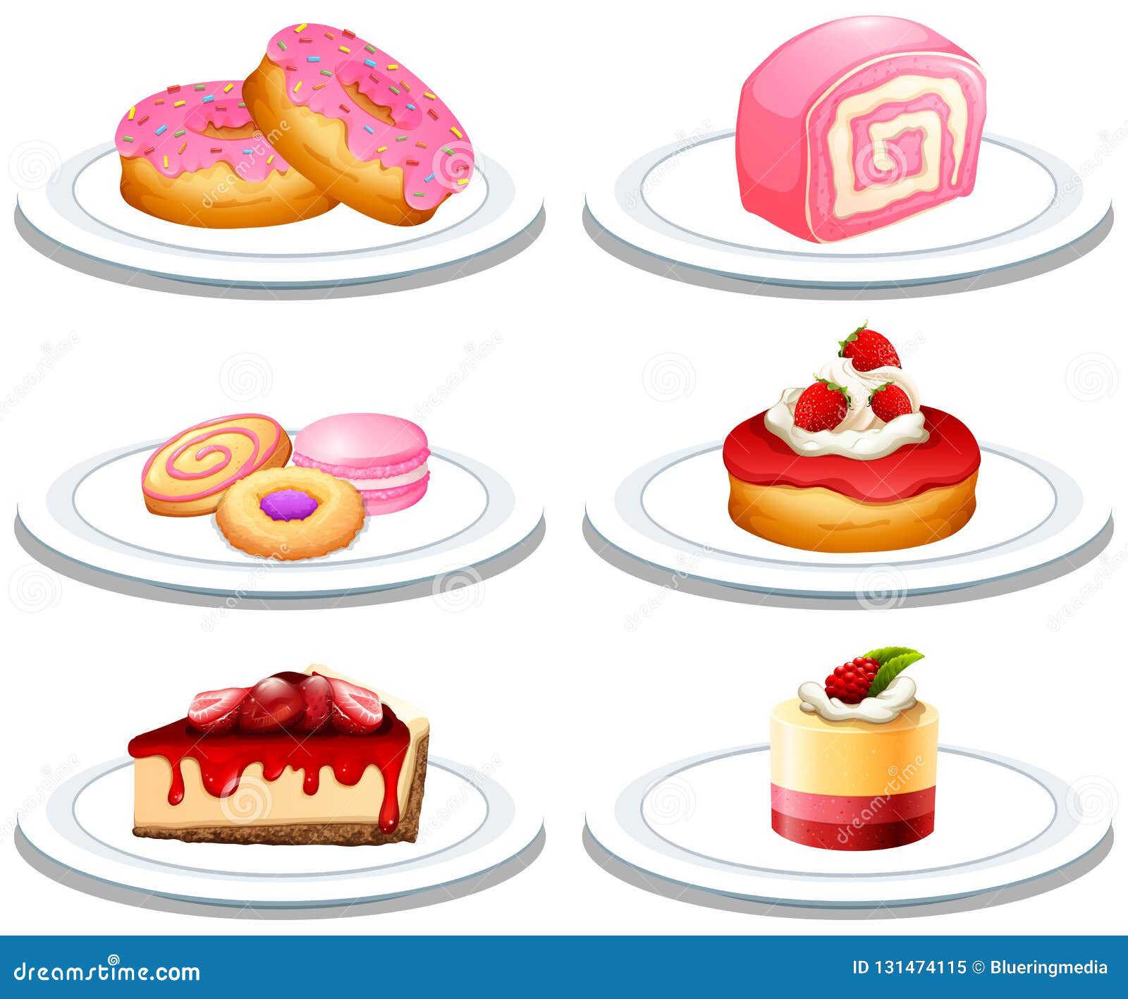 Set of dessert on plate stock vector. Illustration of cookies 131474115