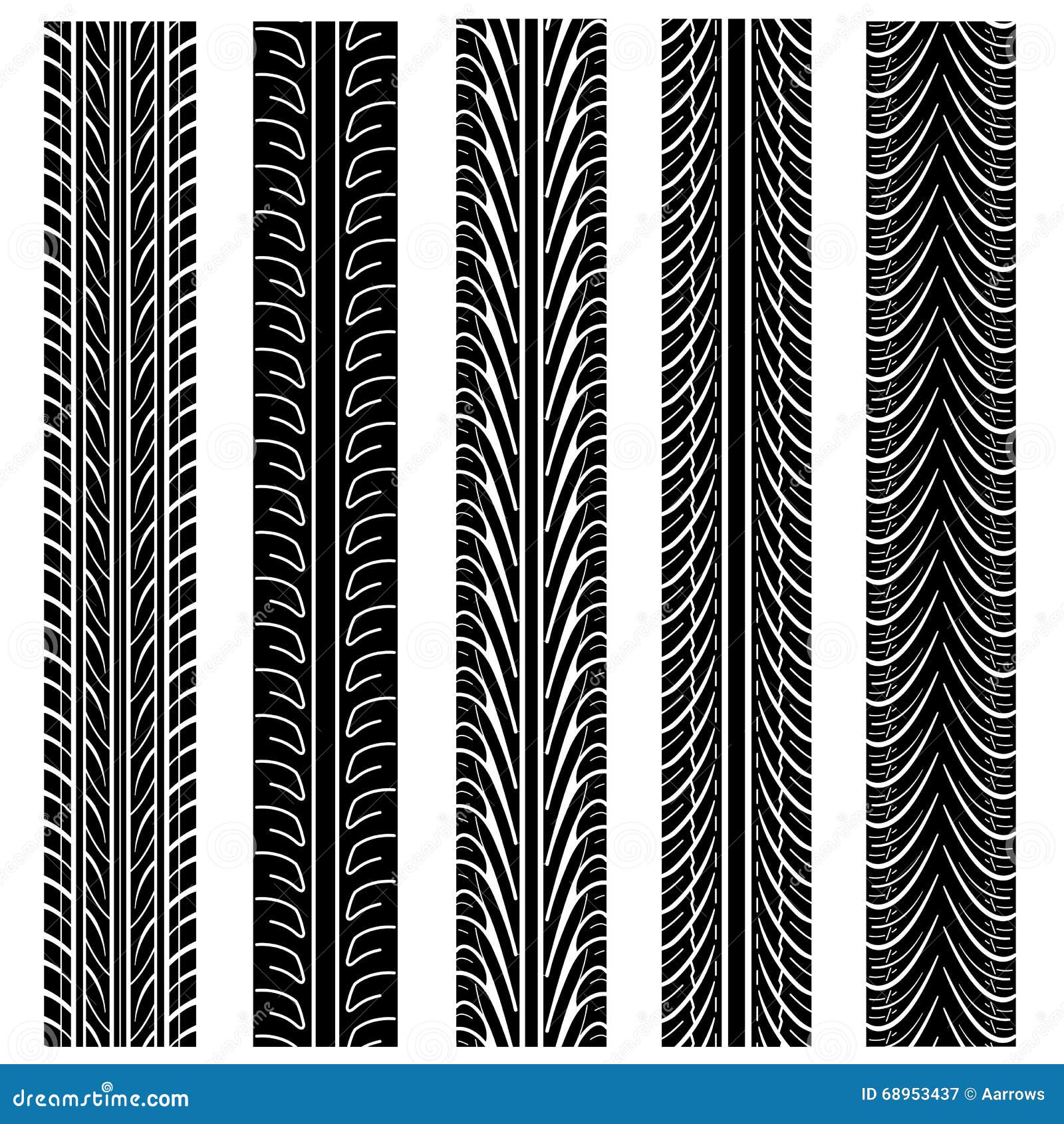 Set of Detailed Tire Prints, Vector Illustration Stock Vector