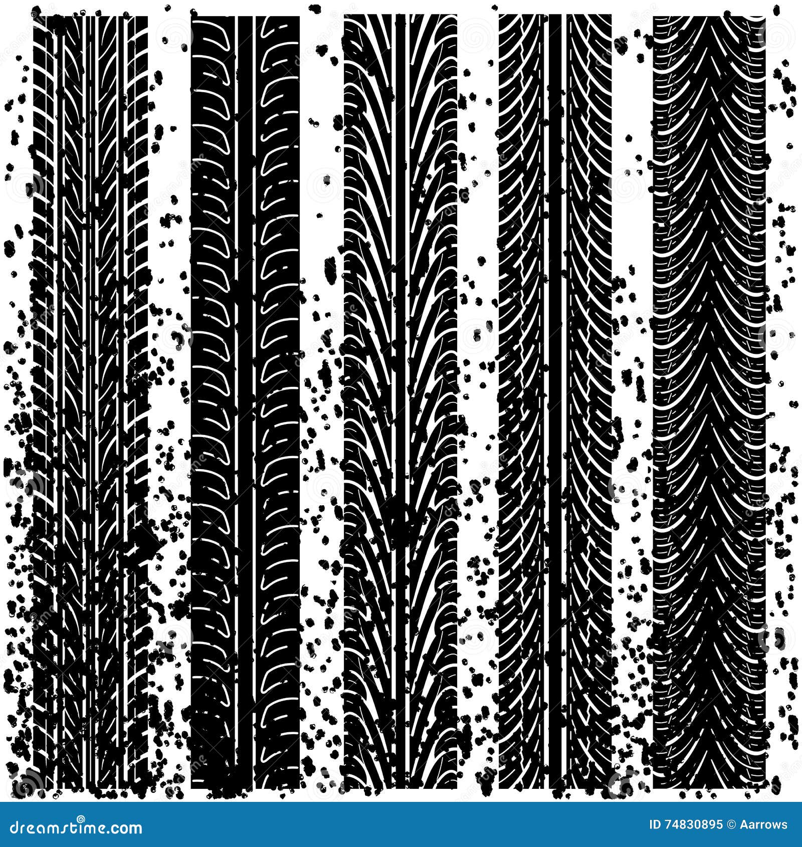 Set of Detailed Tire Prints Stock Vector Illustration of painting