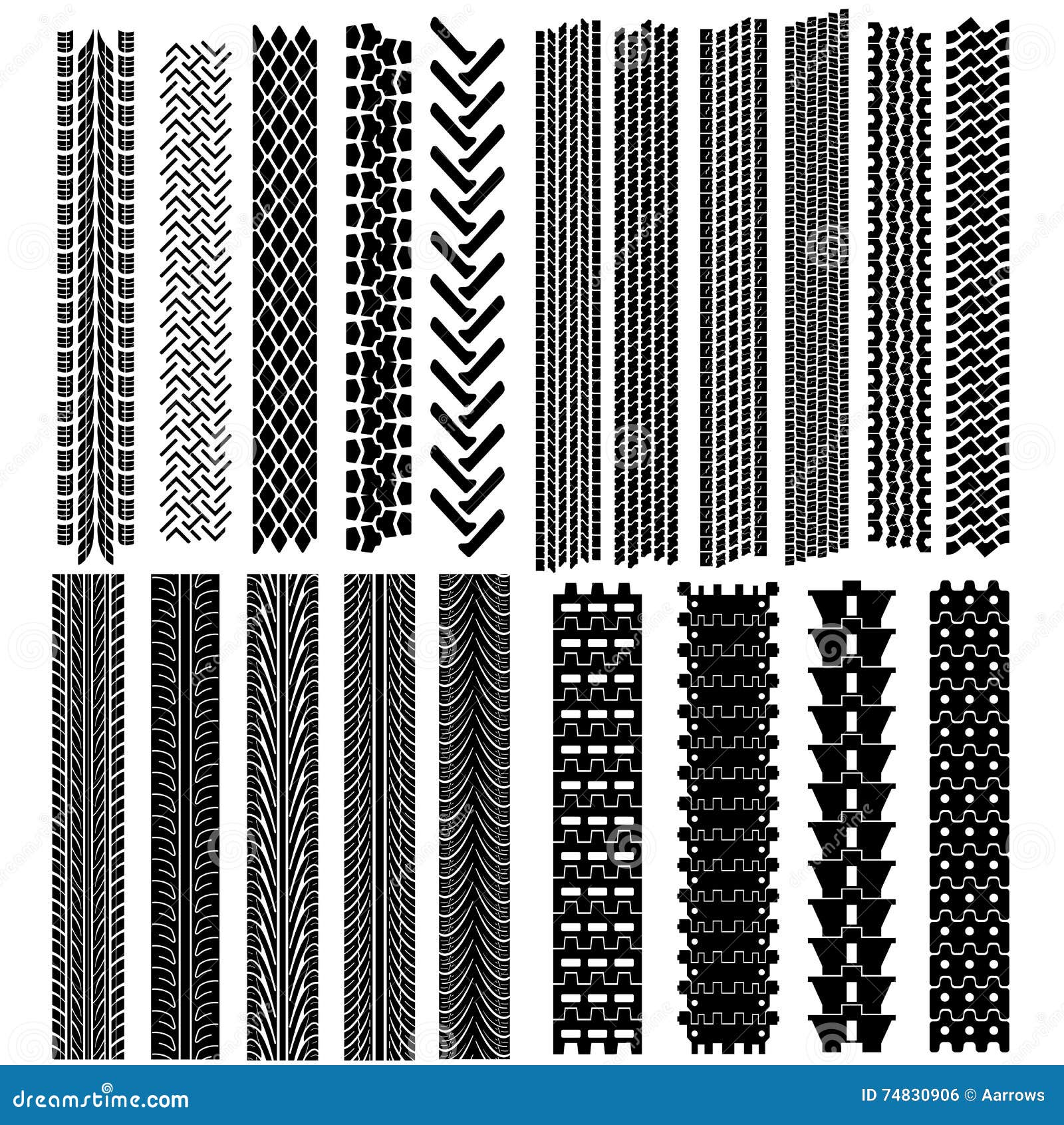Set of Detailed Tire Prints Stock Vector Illustration of dirty
