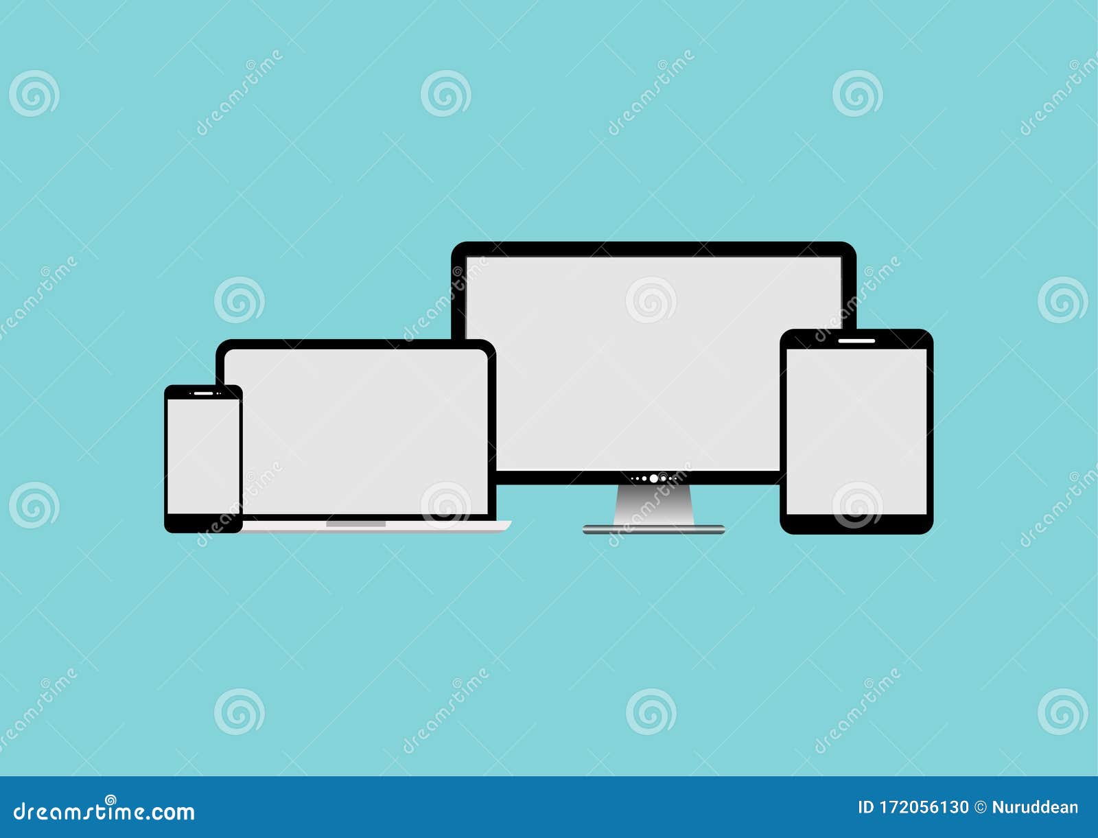 Set Of Device Mockup Template Icon Flat Design For Web