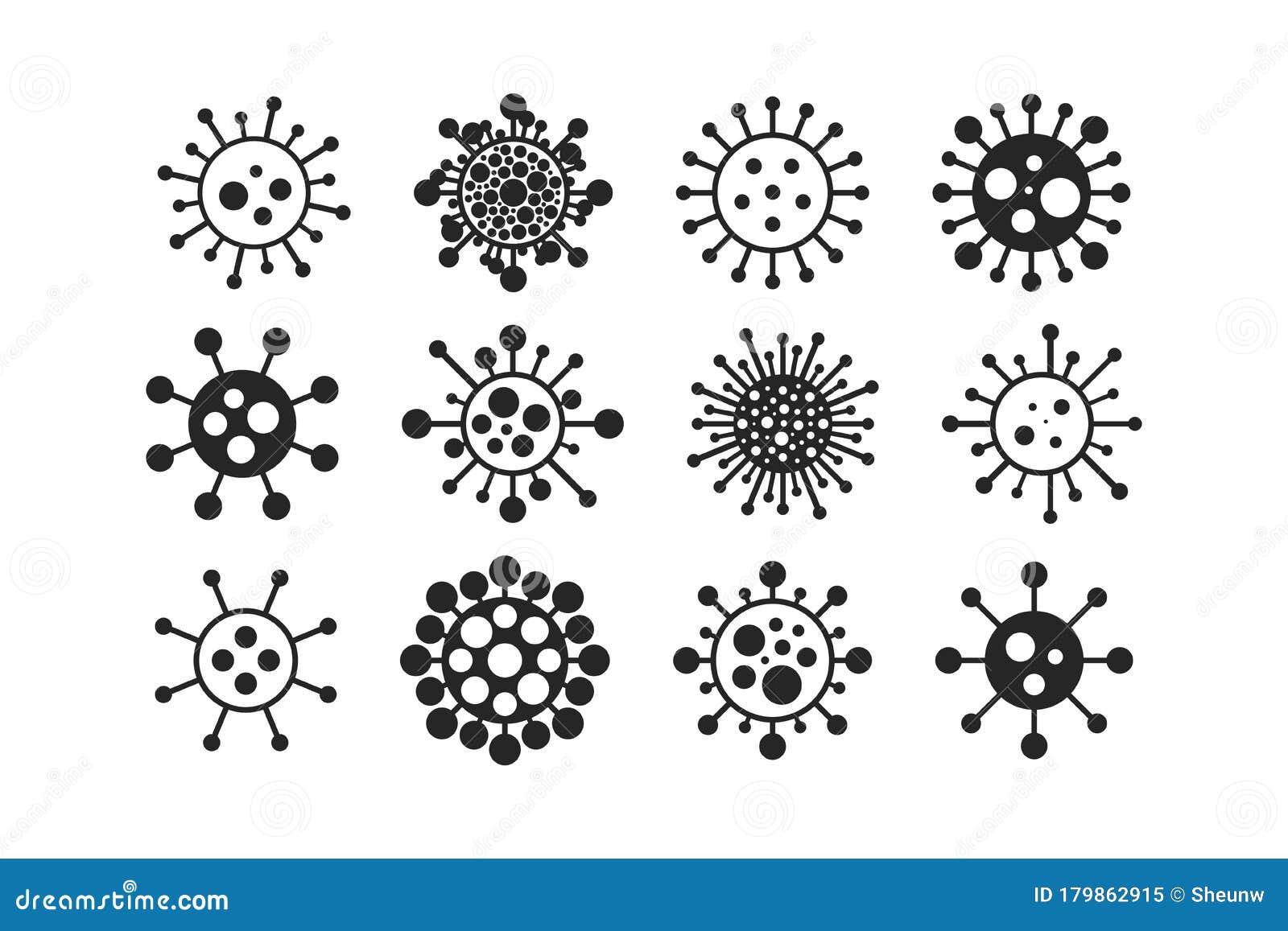 Set Di Icone Virus Disegno Di Vignette Simboli Dei Batteri Vettoriali Segnali Cellulari Semplici Coronavirus Covid 19 Art Illustrazione Vettoriale Illustrazione Di Medicina Decorativo 179862915