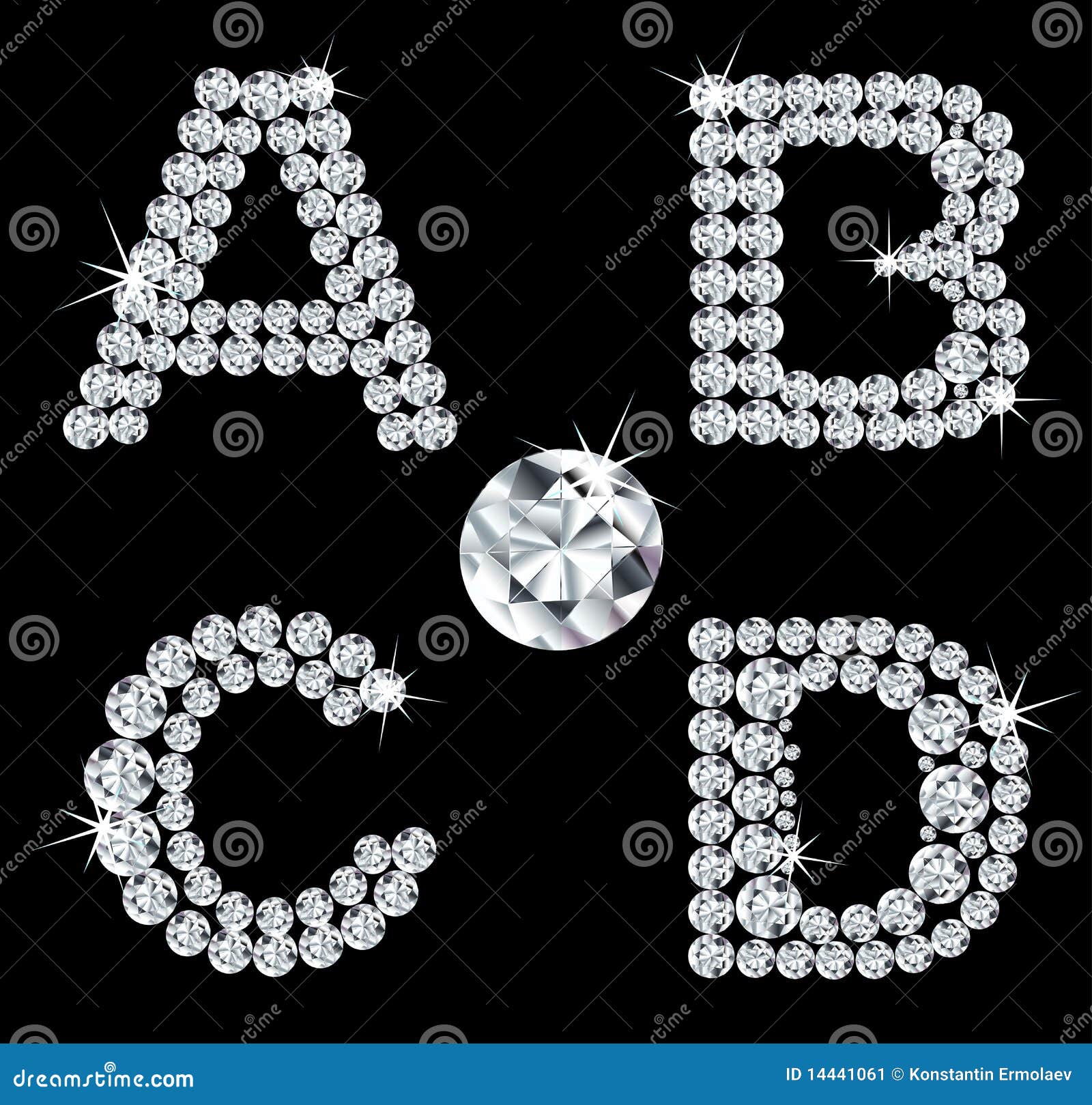 Set Of Diamond Alphabetic Letters . Vector Stock Illustration