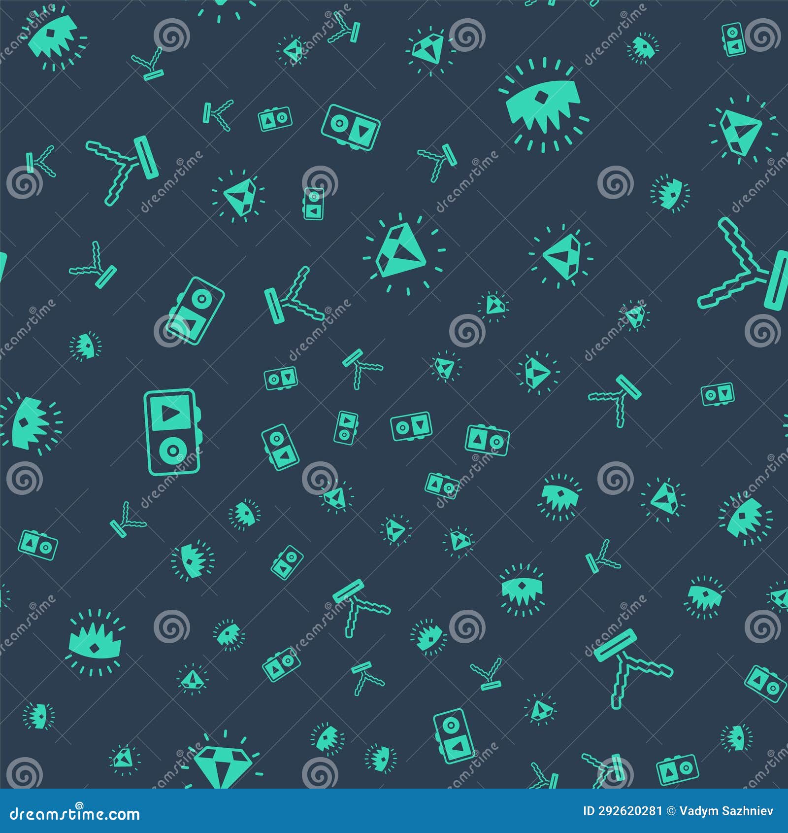 Set Diamond, King Crown, Music Player and Rapper Chain on Seamless