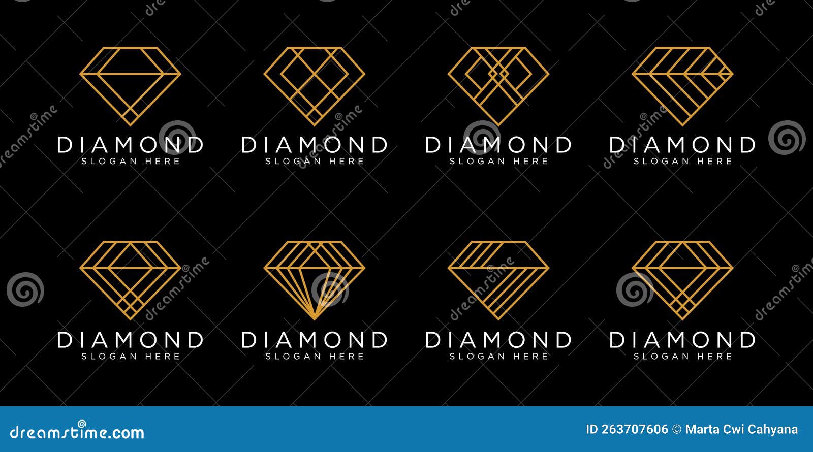 Set of Diamond Logo Vector Design Stock Vector Illustration of