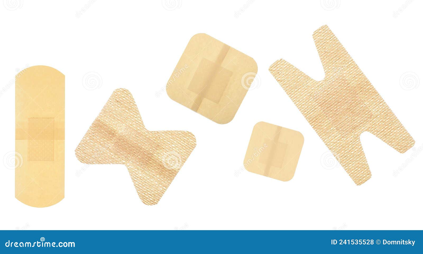 Set of Different Adhesive Bandages Isolated on White Background, Top