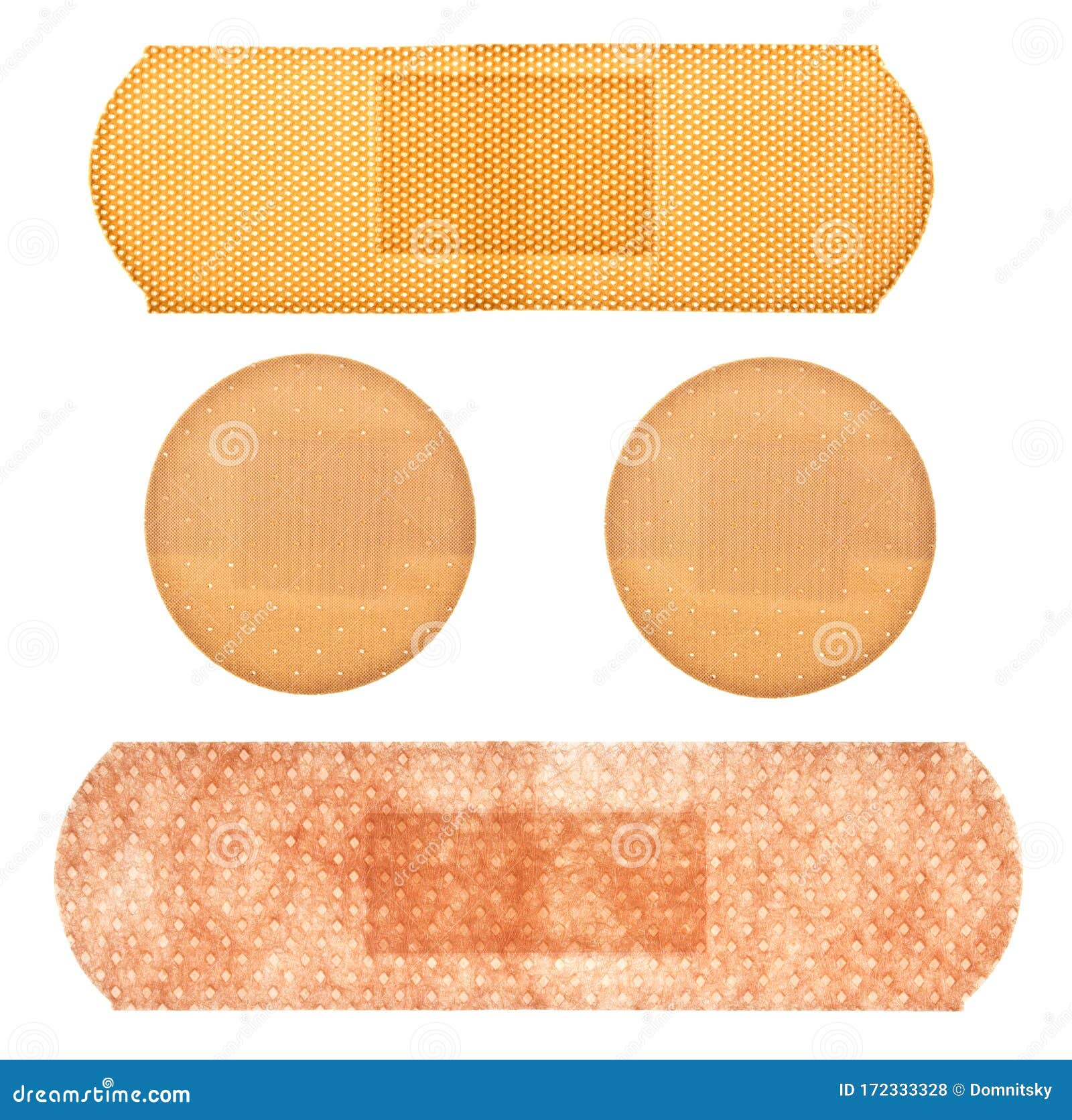 Set of Different Adhesive Plaster Isolated on White Background Stock