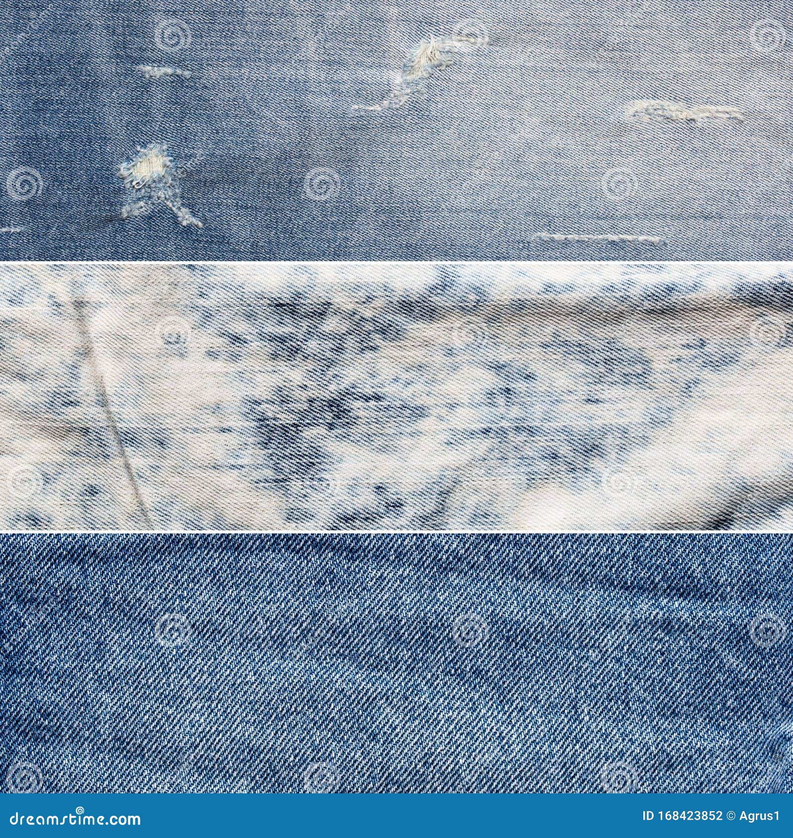 Set of 3 Different Backgrounds of Denim Jeans Texture Stock Photo ...