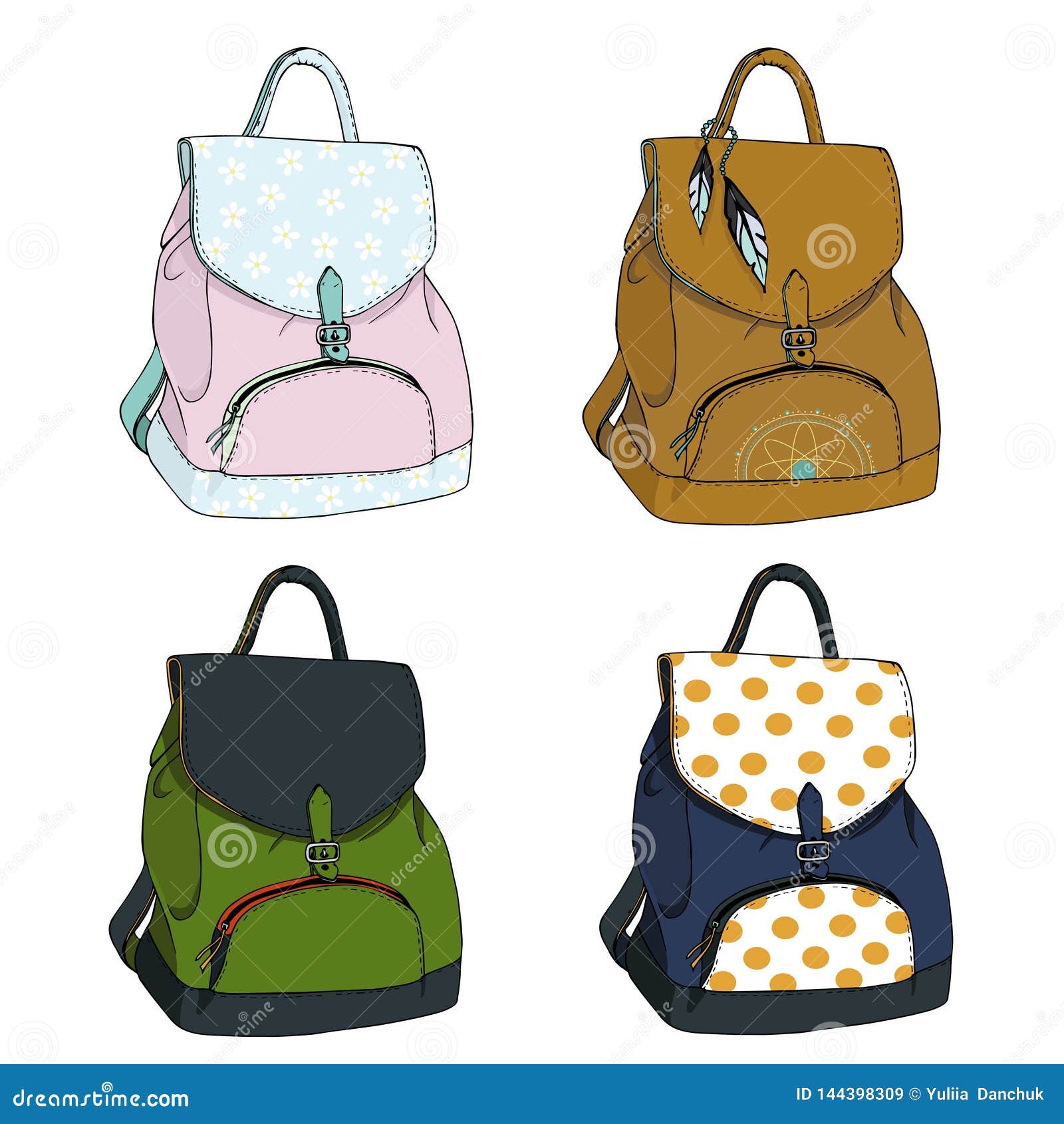 Set with backpacks stock illustration. Illustration of bags - 144398309