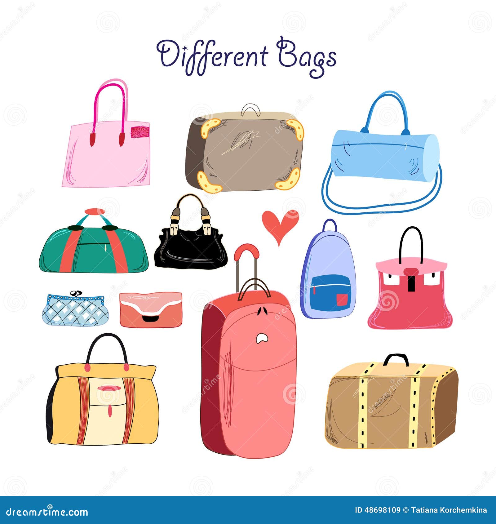 Set of different bags stock vector. Illustration of leather 48698109