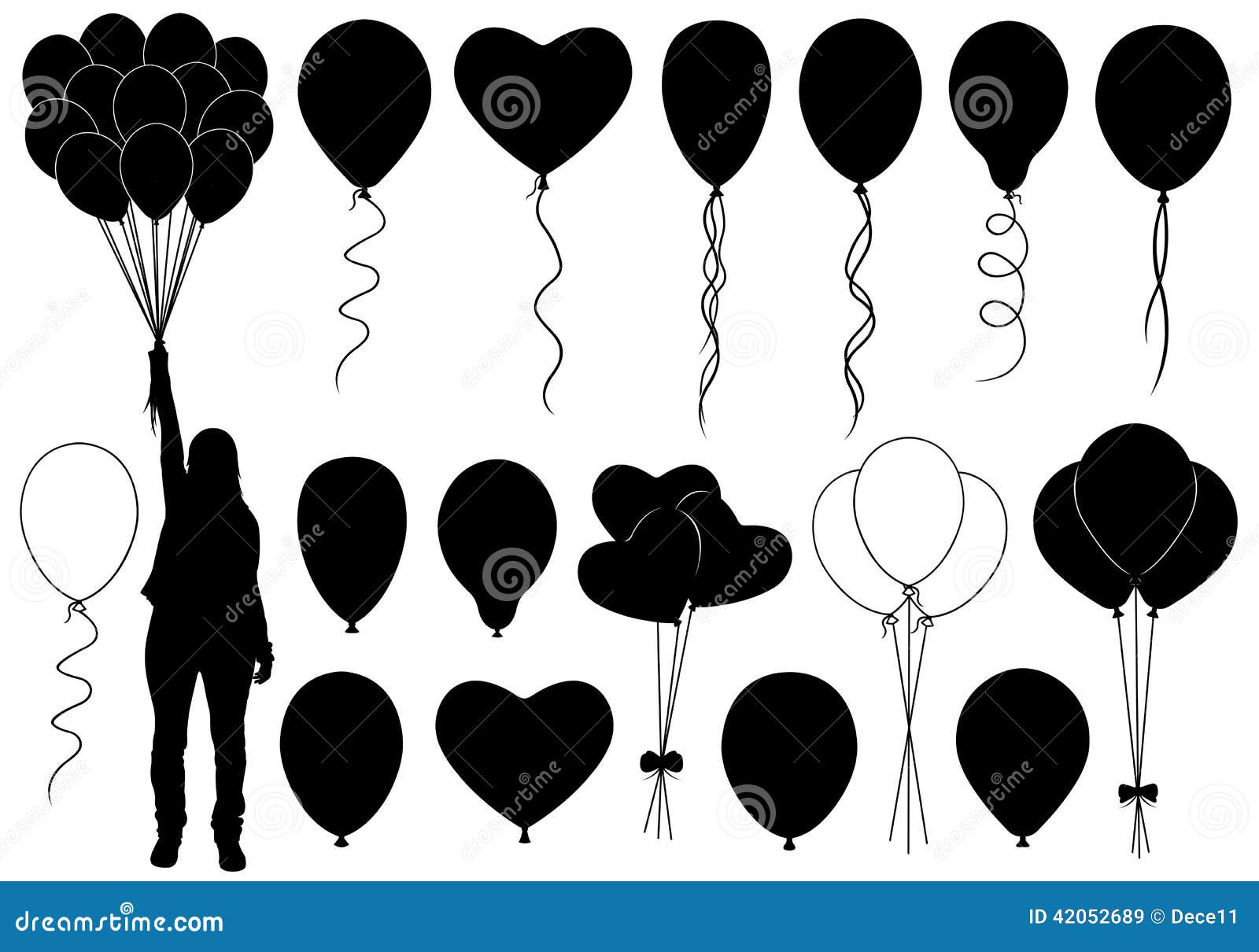 Set of different balloons stock vector. Illustration of holding 42052689
