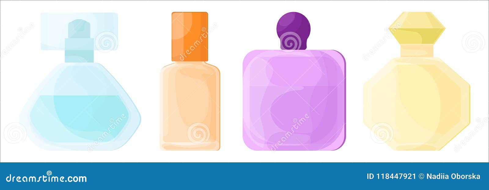 Set of Different Bottles of Perfume. Vector Stock Illustration ...