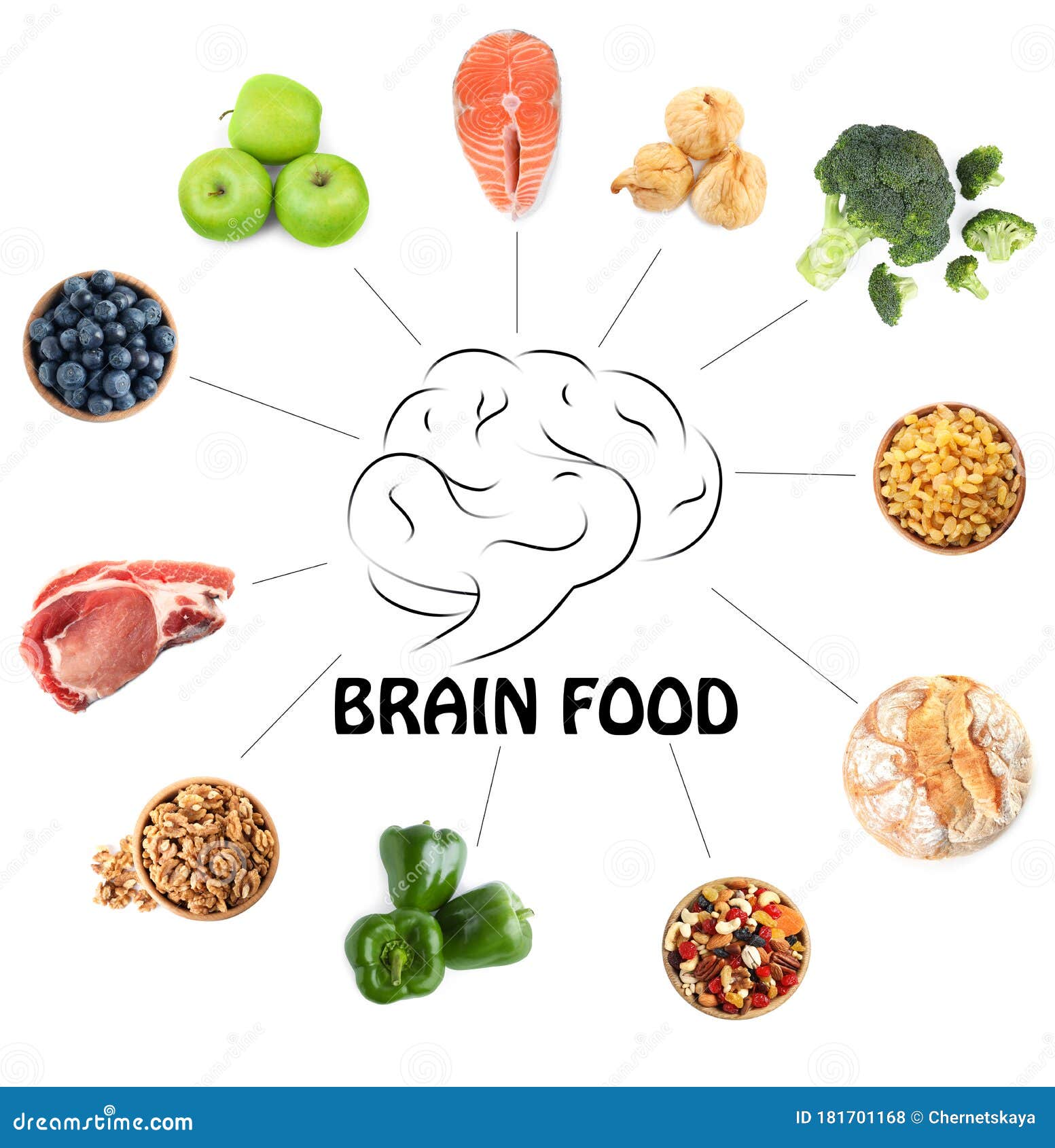 Set with Different Brain Food on Background Stock Photo - Image of ...