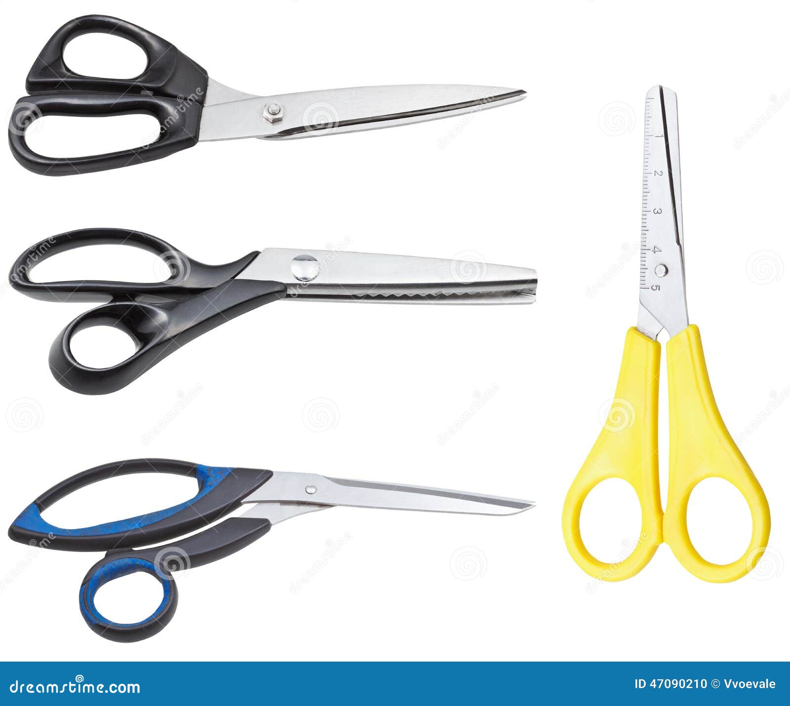 Set of Different Closed Scissors Isolated on White Stock Photo Image