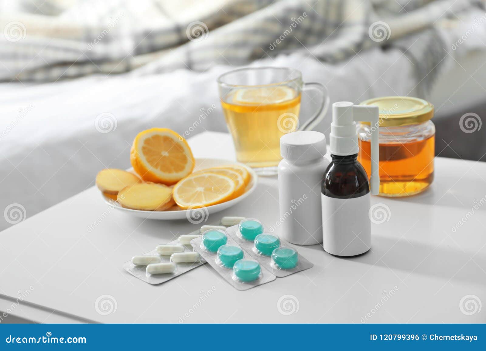 Set of Different Cold Remedies on Table Stock Photo Image of medicine