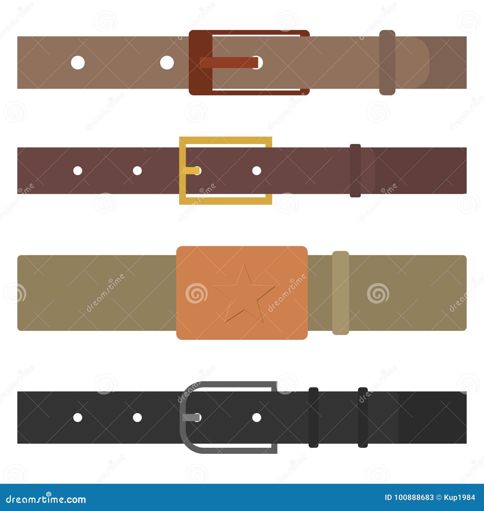 Set Of Different Flat Colored Belts, Vector Illustration. Stock Vector ...